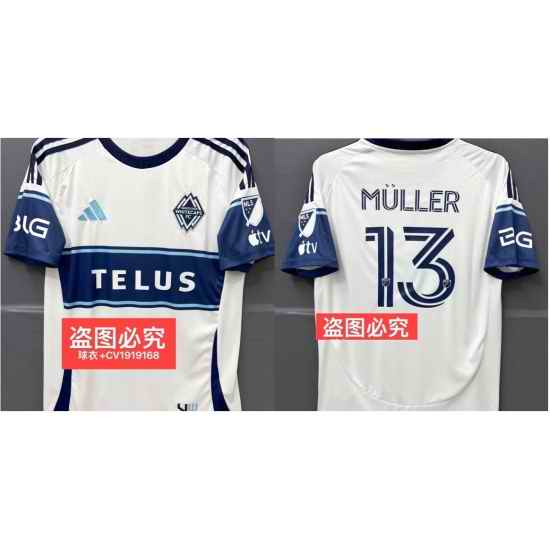Men VANCOUVER WHITECAPS FC White Stitched Soccer Custom Jersey